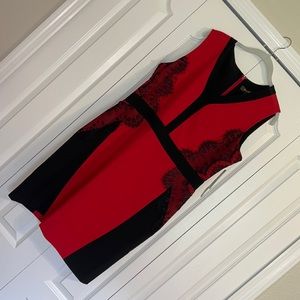 Red Dress with Black Lace Accents